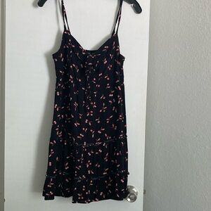 As U Wish Black Summer, short Dress with Pink cherries